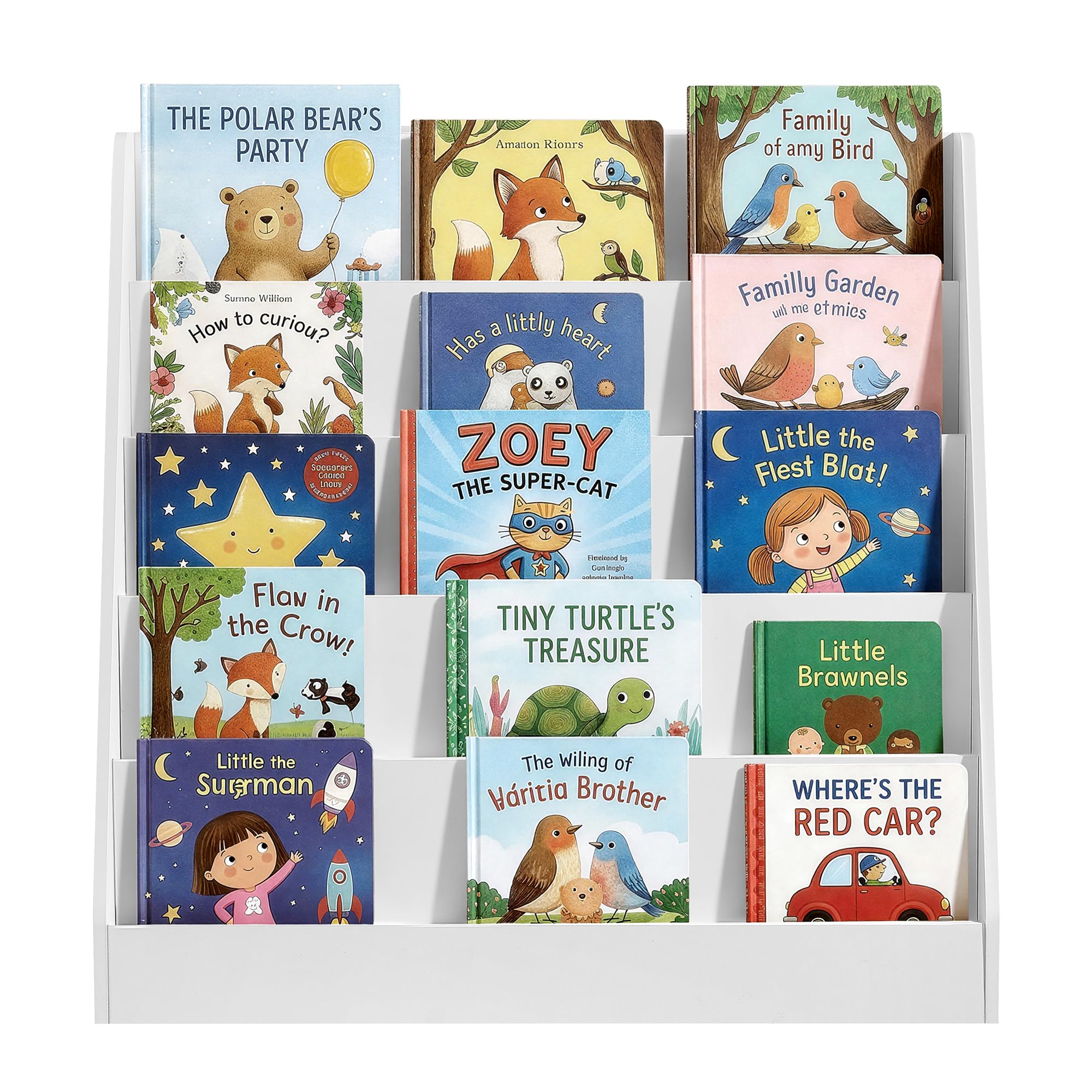 SONGMICS Regał dla dzieci, 5-poziomowy regał na książki Montessori, z przodu, do pokoju dziecięcego, kącik do czytania, 30 x 80 x 80 cm, biały (Cloud White) GKR076WZ01