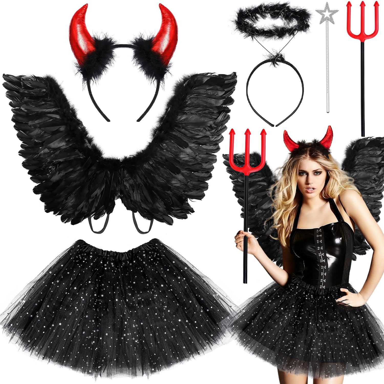 Engel Und Teufel Kostüm Selbst Gemacht Humairc Karneval Teufel Kostüm, Tutu, Engel Flügel, Engel Haarreif