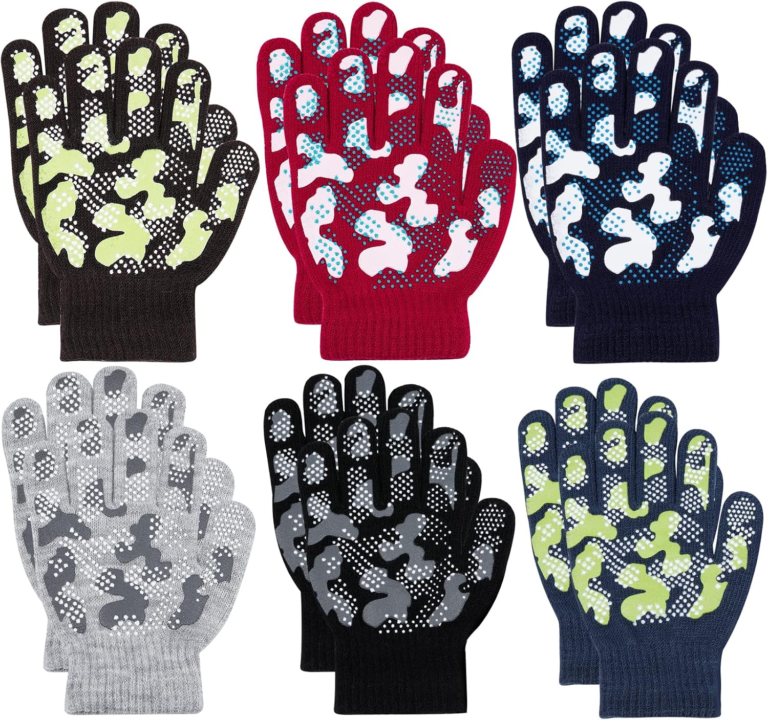 Stondino 6 Pairs Toddler Gloves for Kids Winter Gloves Kids Stretchy Warm Knit Gloves for Boys Girls Christmas Gift
