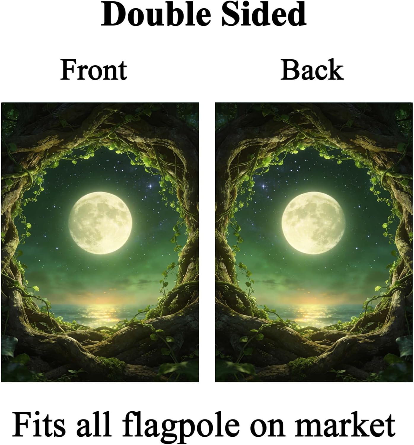 Magic Tree Forest in the Moonlight Fantastic Fairy Tales Moon House Flag 28" x 40" Double Sided, Polyester Welcome Yard Garden Flag Banners for Patio Lawn Outdoor Home Decor