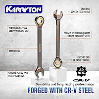 Vista 2 de 24-Piece Ratcheting Wrench Set (Metric & SAE),72 Teeth Ratchet Combination Wrenches Set with Two Organizer Racks,Cr-V Steel,8-19mm & 1/4-7/8",Black