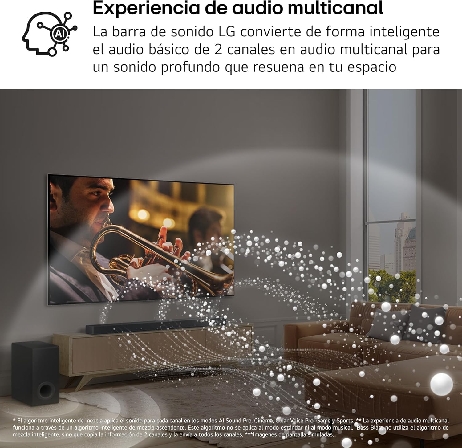LG S70TY – Barra de Sonido Inteligente, 400W, 3.1.1 Canales, Sonido Envolvente Dolby Atmos y DTS, Amplia Conectividad, Bluetooth, USB, Entrada Óptica, Negro 9