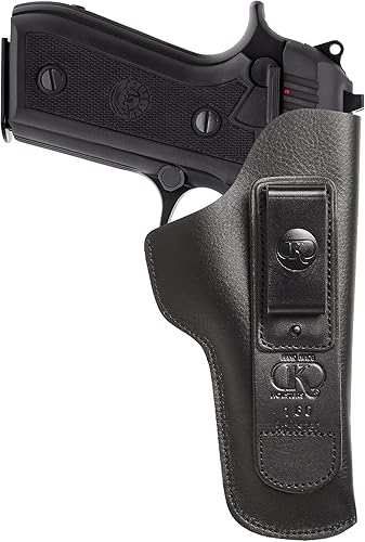 Beretta 92F - Funda de cuero IWB para Beretta 92 92S 92FS  S&W M&P Shield y pistolas de tamaño similar, funda oculta de cuero genuino con clip para
