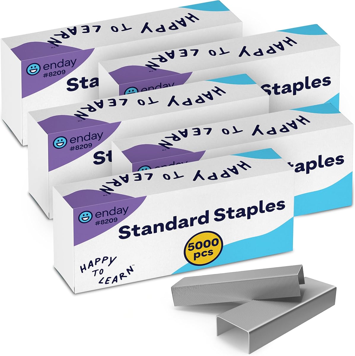 25,000 Standard Staples - 1/4 Inch Length, 210 per Strip, Jam-Free Chisel Point, Staples for Stapler, Replacement, Fits Standard Staplers, 5 Boxes of 5,000 Each, by enday