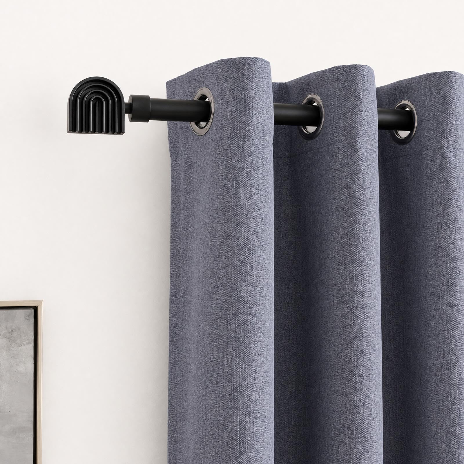 OHS Black Curtain Pole Arches Finials Metal 70-220 for Eyelet Curtains