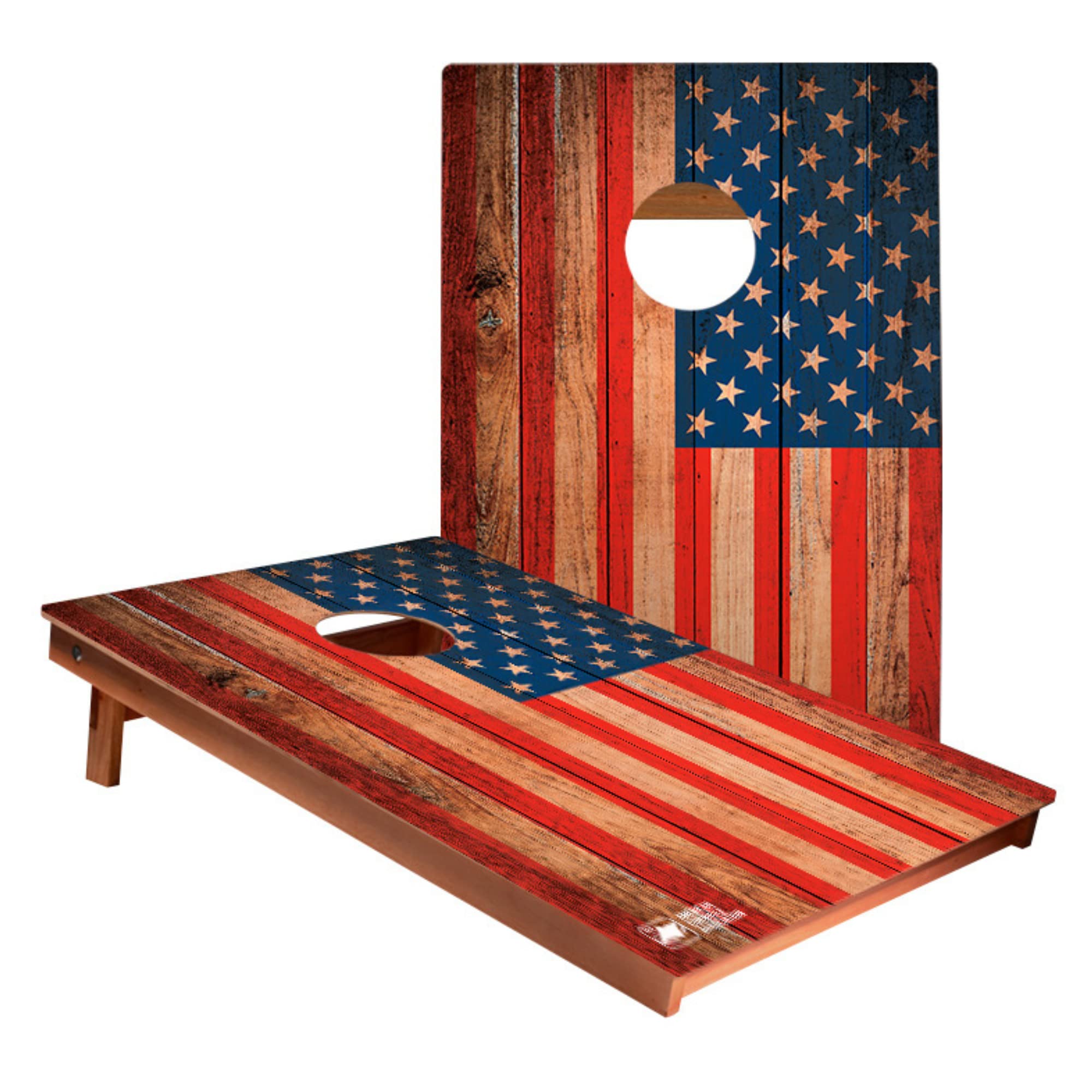 Photo 1 of ACA American Cornhole Association Recreational Boards Tailgate Size Backyard 2ft x 3ft Distressed Wood Flag