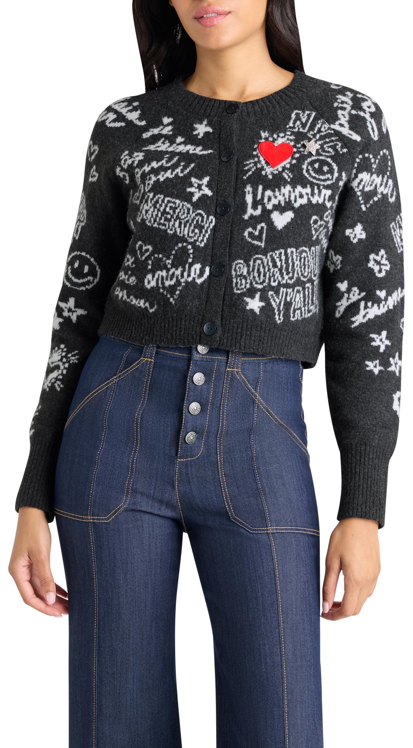 Cinq Sept Womens Love Doodles Millie Cardigan