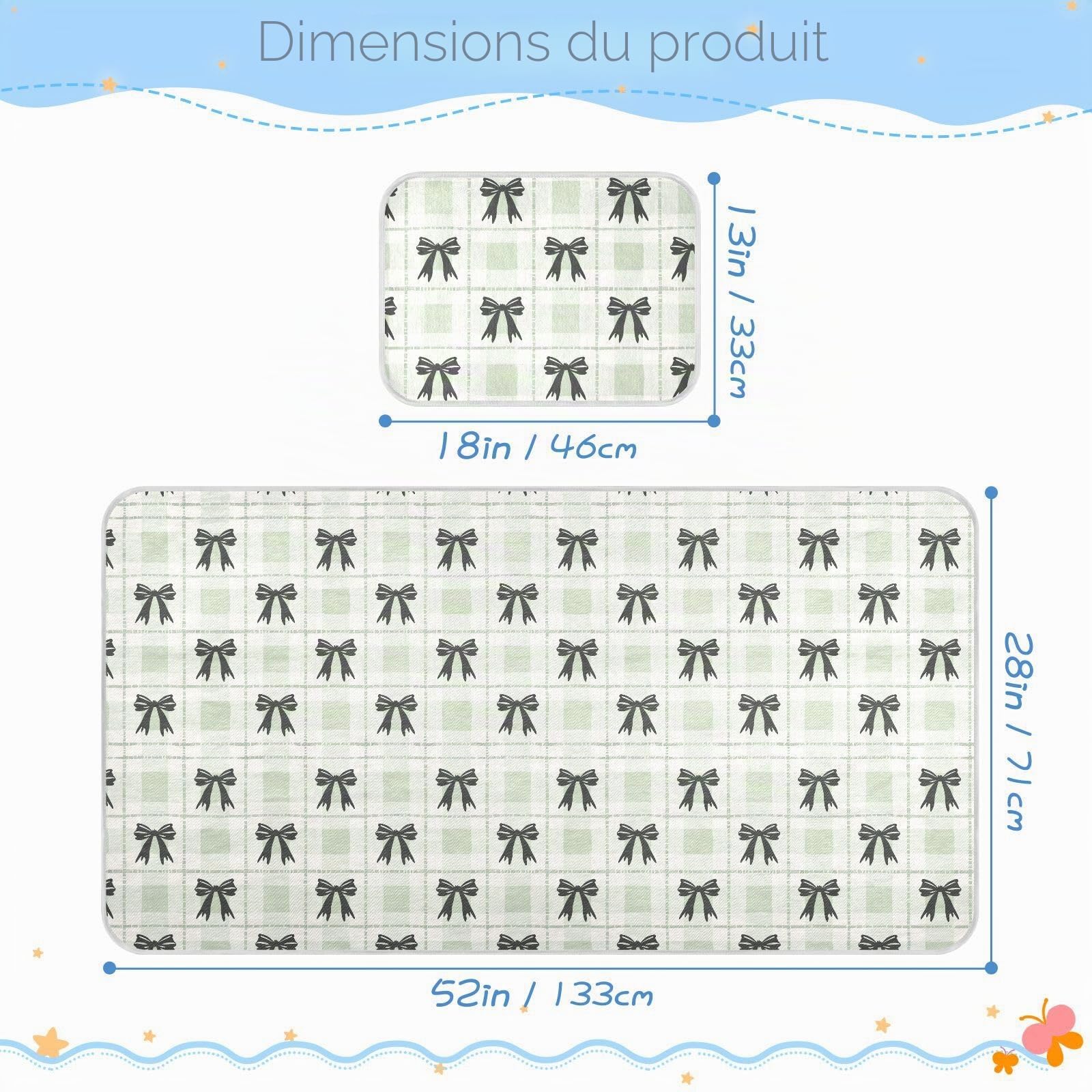 Alèse de matelas pour bébé rafraîchissante 71 cm x 132 cm Alèse respirante pour lit de bébé et de tout-petit