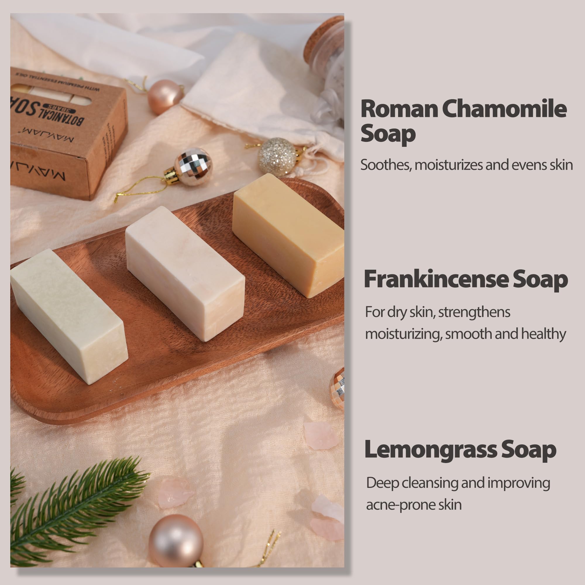 MAYJAM Soap Bar, Natural Antibacterial Soap, Facial Cleanser and Moisturizer Exfoliating Soap for Women Men 3-in-1 - Image 2