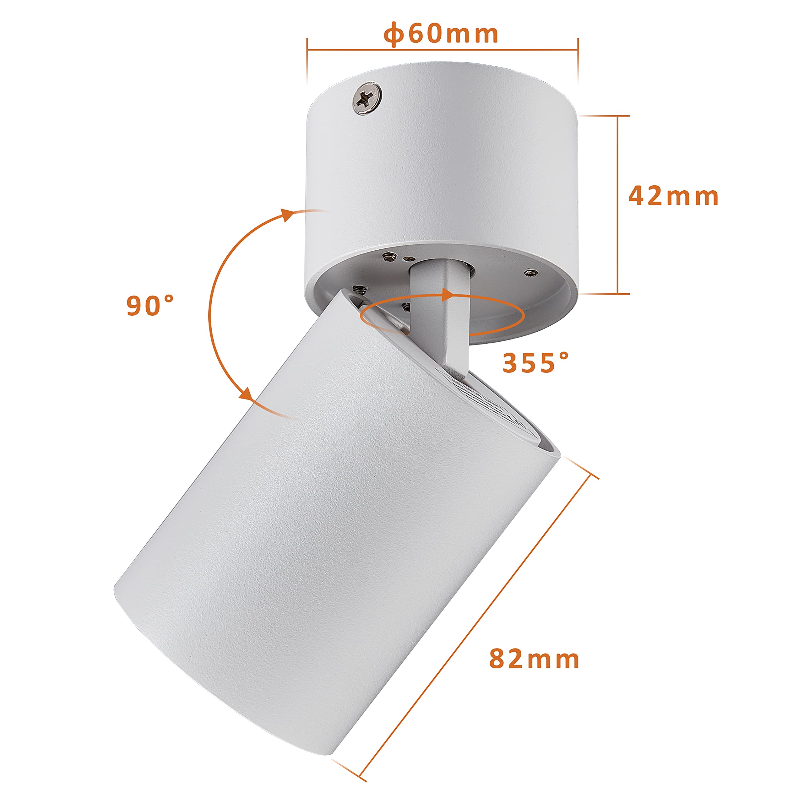 Foco de techo Giratorio 9W Lámparas montadas en superficie Módulos LED Focos de pared 920 lúmenes 3000K para sala de estar Dormitorio Oficina Cocina, paquete de 4