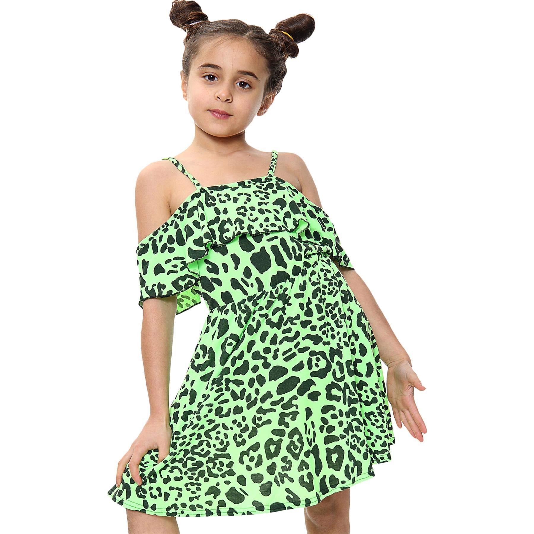 A2Z 4 Kids A2Z 4 Kids Vestido de mujer con hombros descubiertos, estampado de leopardo, moderno, para fiesta de verano, para patinador, 5, 6, 7, 8, 9, 10, 11, 12, 13 años