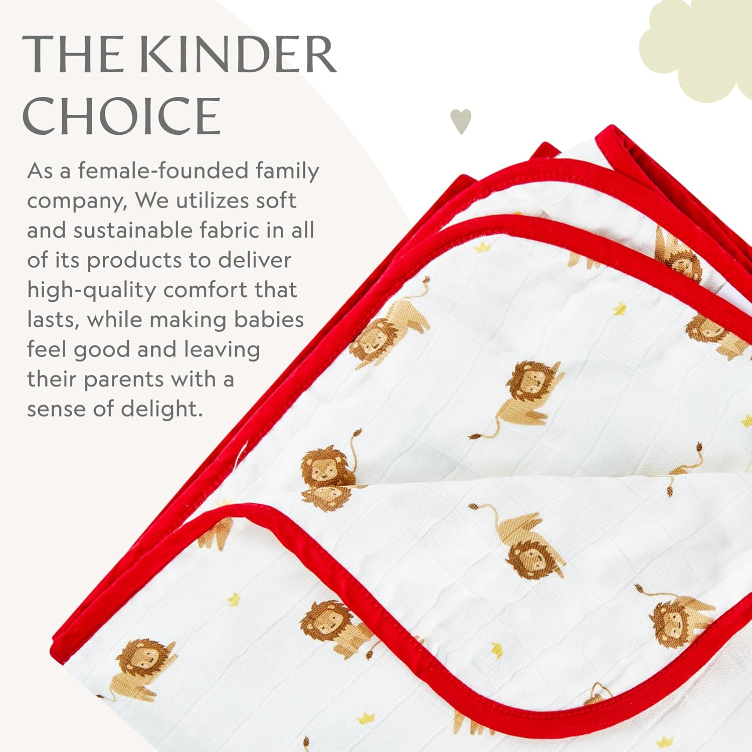 Soft Bamboo Viscose Baby Blanket, Lion, Baby, 47"x47", 8-Layers, 70% Viscose Made from Bamboo, 30% Cotton Muslin - Imported