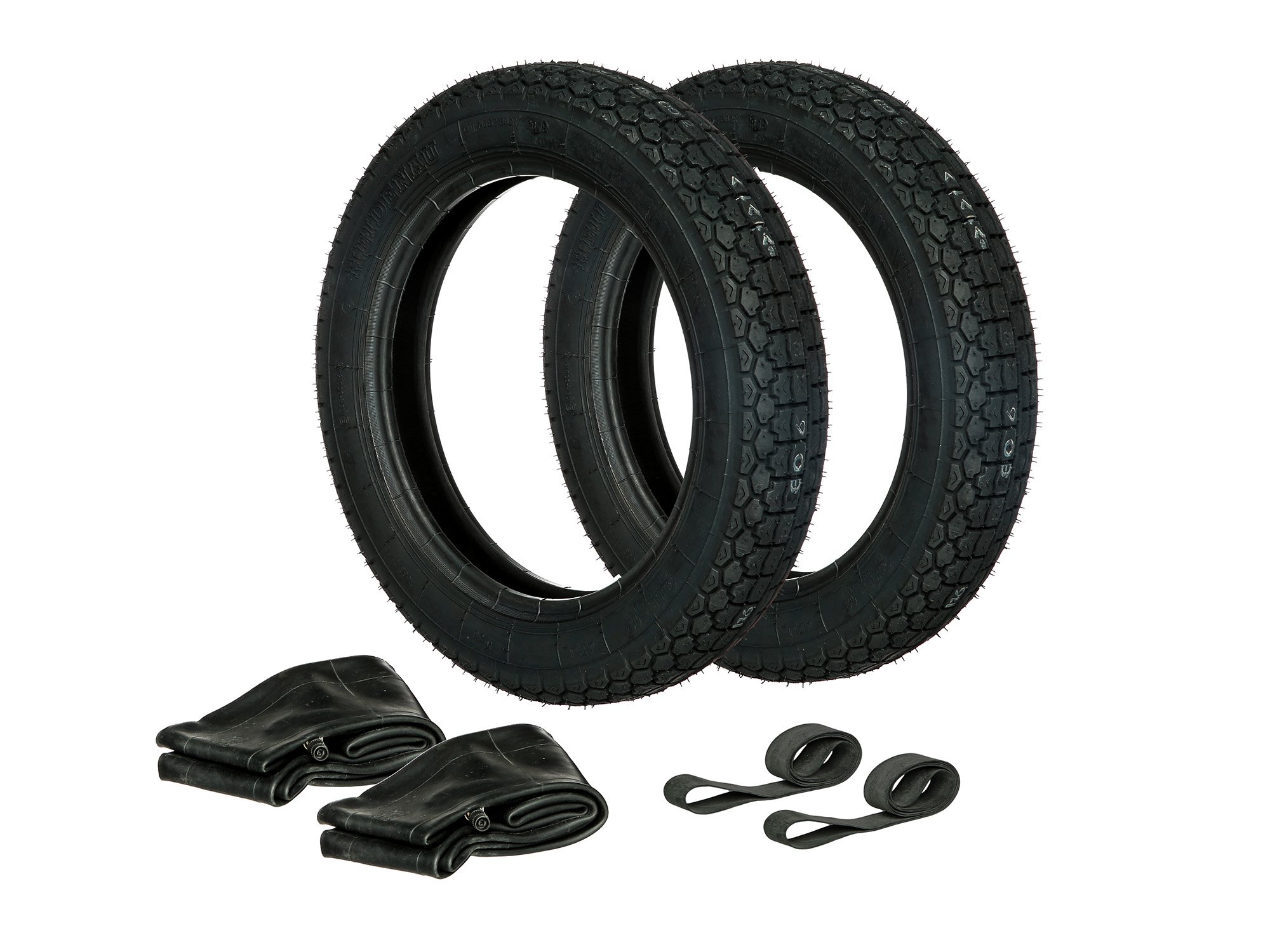 AKF Set: 2x Reifen 3.00 x 12 Heidenau K38 + 2x Schläuche + 2x Felgenband