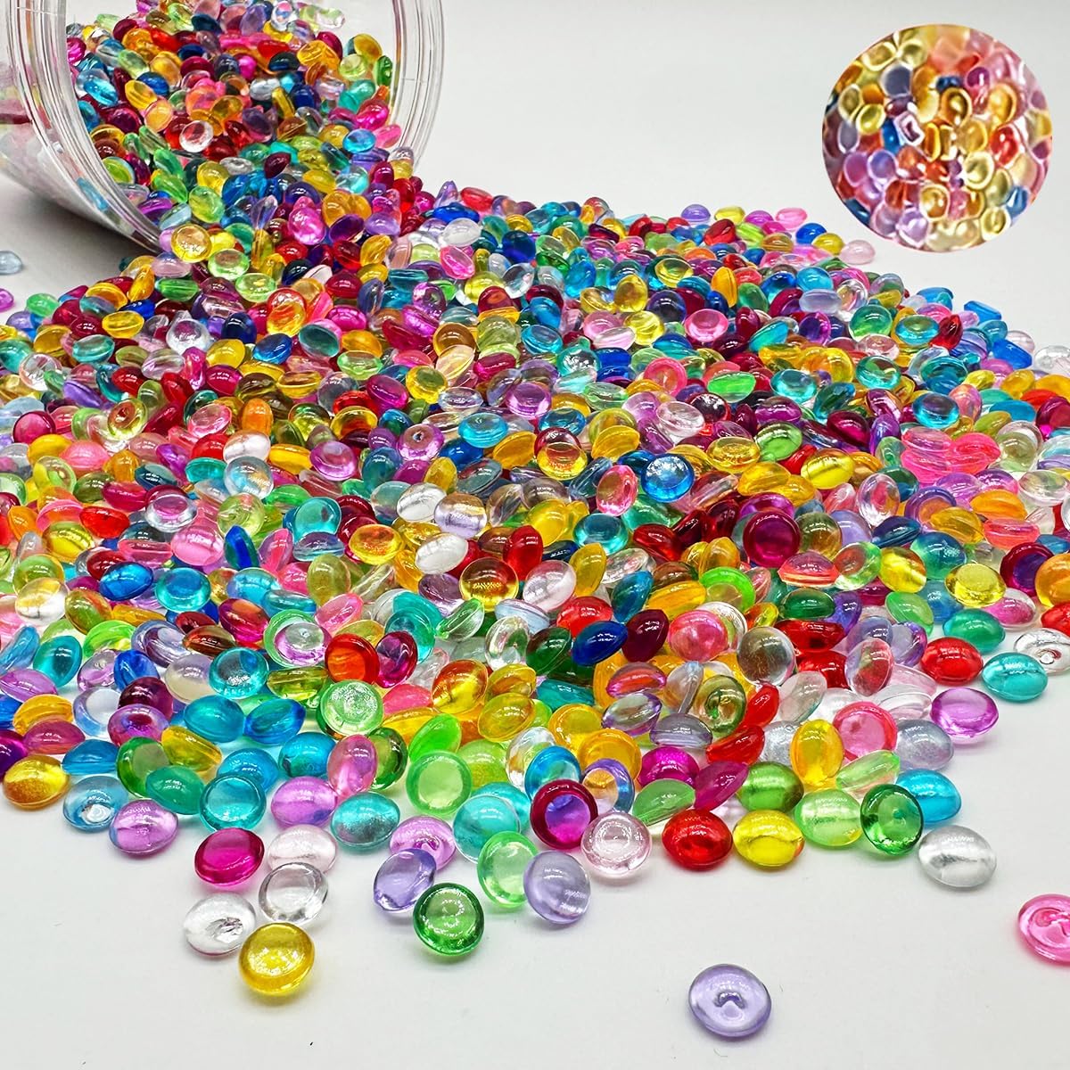 3500PCS Acrylic Small Slime Charms Beads,7mm Plastic Fishbowl Beads,Flat Vase Fillers Beads for Art Homemade Slime, Wedding,Floral Arrangement,Aquarium Fish Tank Decor
