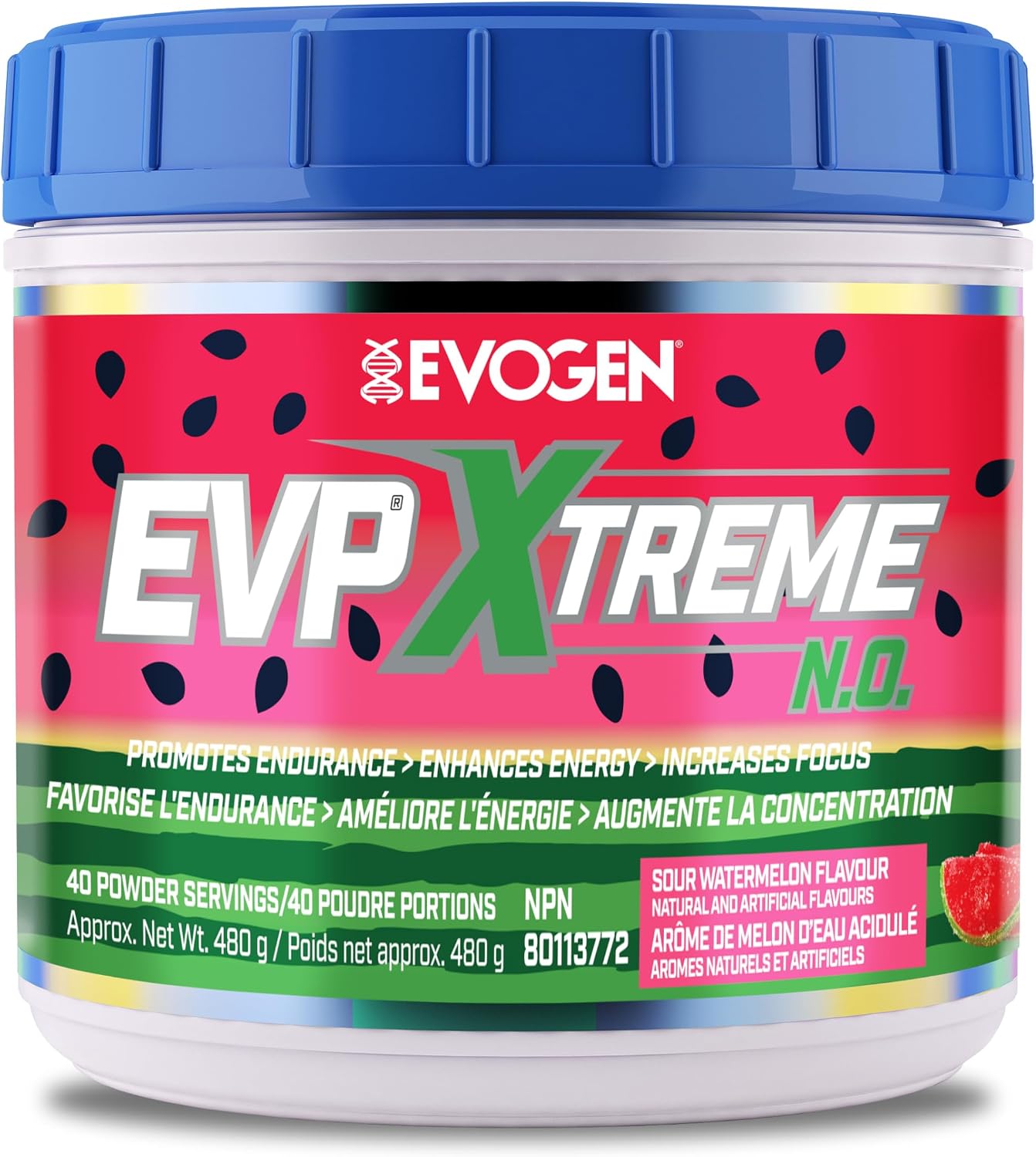 Evogen EVP Xtreme NO - Pre-Workout | Muscle Pump, Energy & Focus, Boosts Nitric Oxide | Arginine Nitrate, L-Citrulline, Natural Caffeine | Sour Watermelon | 40 Servings
