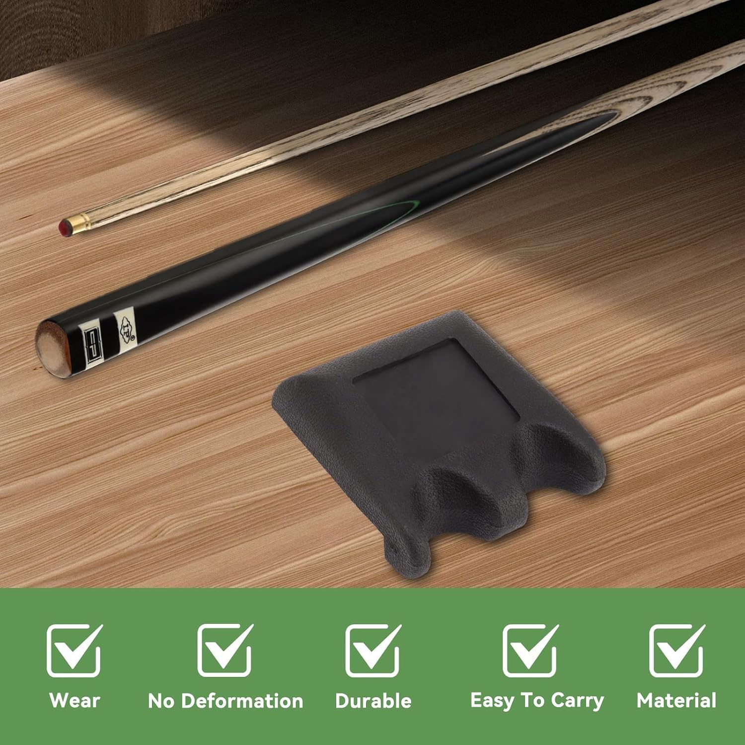 HERCHR 2 Pool Cue Holder, Portable Weighted Billiard Pool Cue Rack with Chalk Holder, Non-Slip Mini Stick Holders for Billiards Table Snooker Home Bar Pool Cues, Black (2 Holes)