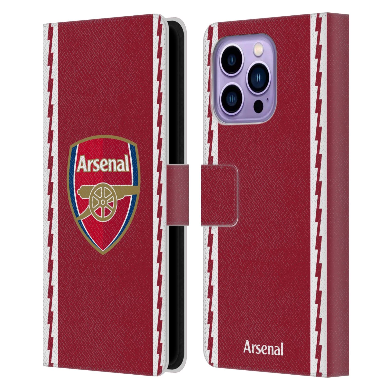 Head Case Designs Officially Licensed Arsenal FC Home 2022/23 Crest Kit Leather Wallet Case Compatible With Apple iPhone 14 Pro Max