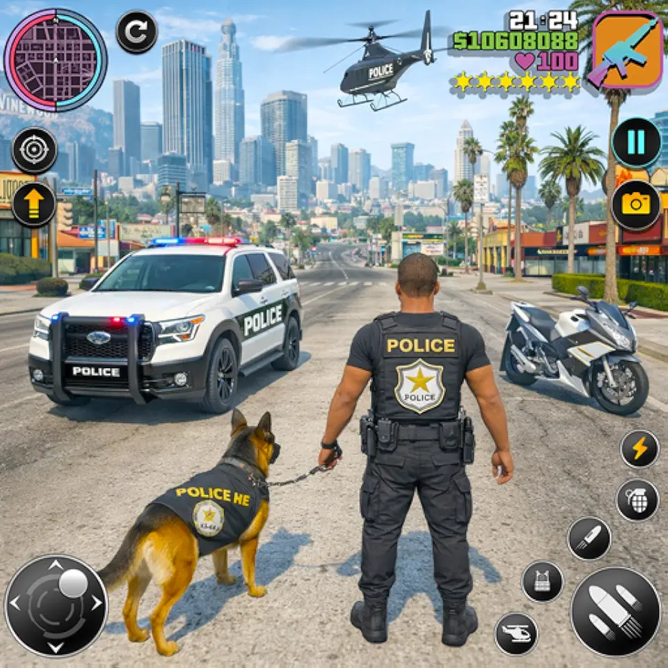 Jogo de perseguição de gangster de bicicleta policial