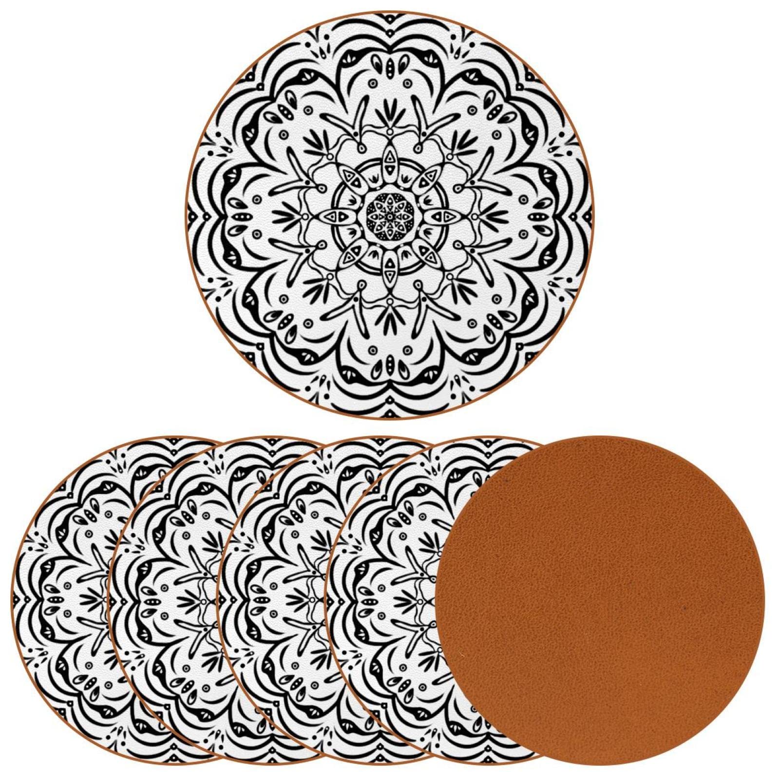 Runde Untersetzer mit Blumenmuster für Getränke, 6 Stück, Tischschutzmatte für Weingläser, Tassen und Tassen, wiederverwendbar im Büro, Küche, Bar, 10,9 cm