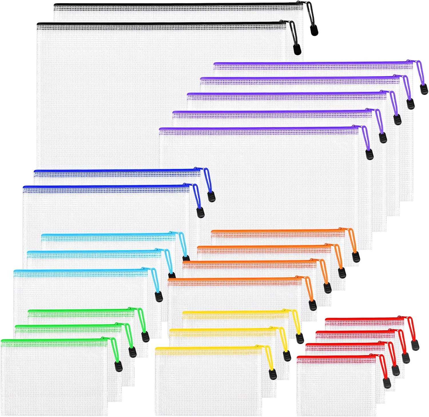 26pcs Mesh Zipper Pouch Bags, 8 Sizes Plastic Zippered Storage Bags for Organizing, Clear Pouches with Zipper, Waterproof Mesh Pouch for Office School Supplies, Home Organize, Travel Storage
