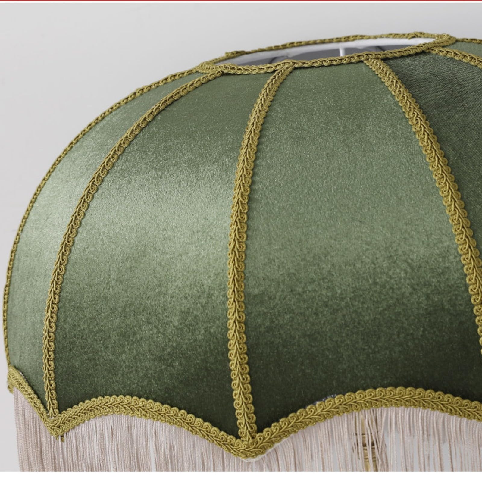 Pantalla Lámpara con Ribete Clásica Bor Festoneado, Pantalla Lámpara con Borlas, Retro, para Dormitorio, Beige, 40cm