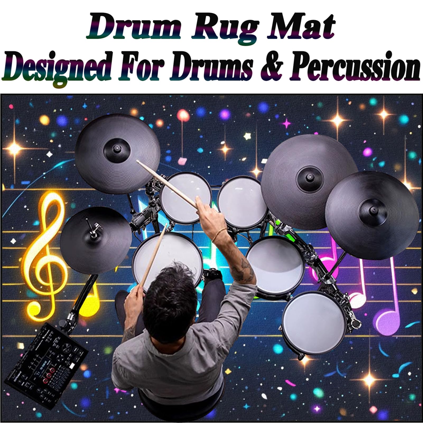 Drum Teppich Schlagzeug Teppich Schlagzeugteppich Schallschutz Akustik Teppich Schallschutzmatte 180 x 150 cm Drum Rug Drum Matte Drumteppich rutschfeste Trommel Teppiche, Für Bass Drum Snare