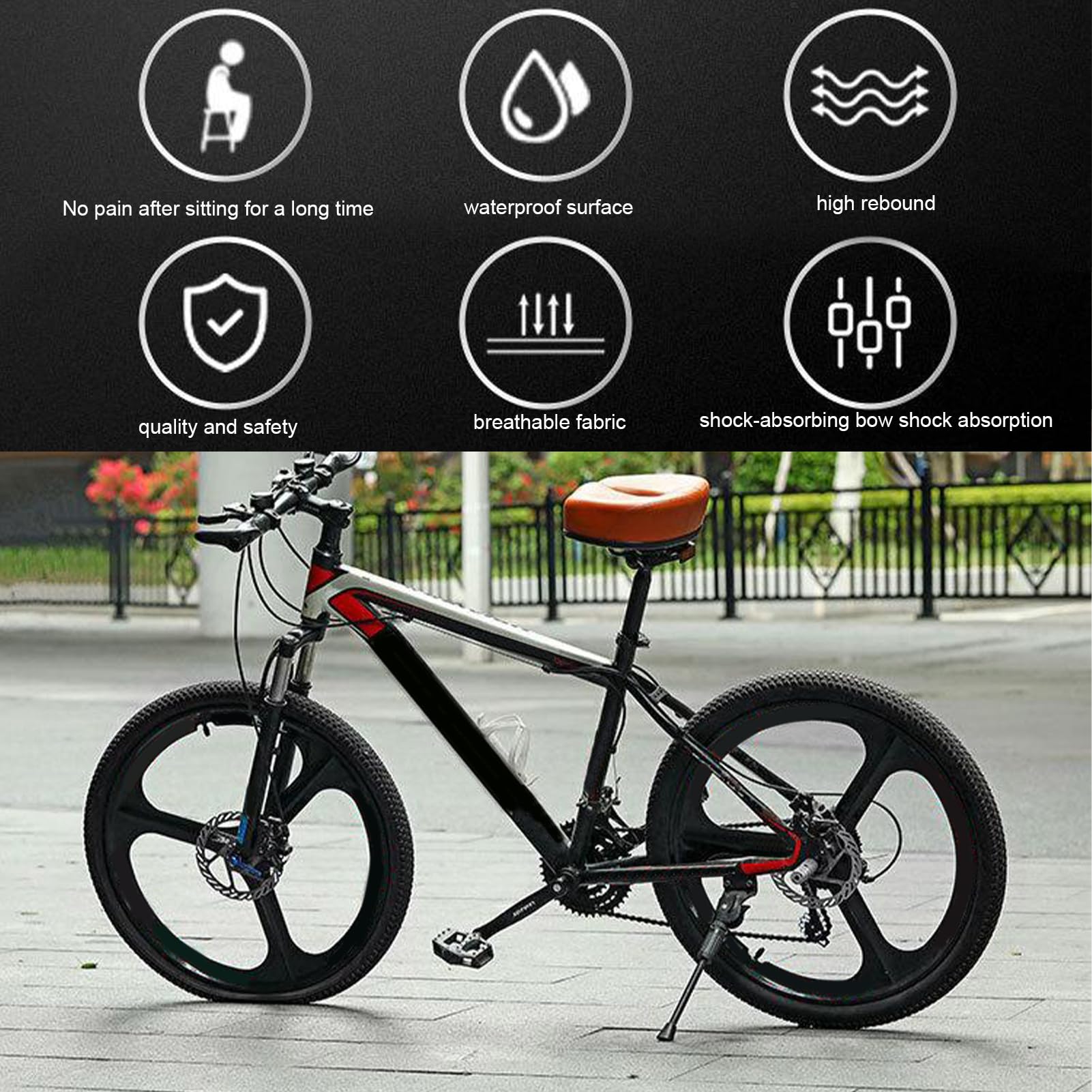 Asiento de bicicleta sin nariz,Asientos de bicicleta sin nariz para hombre,Sillines de bicicleta | para asiento de bicicleta con absorción de impactos Asiento para resistente al agua con reflector p