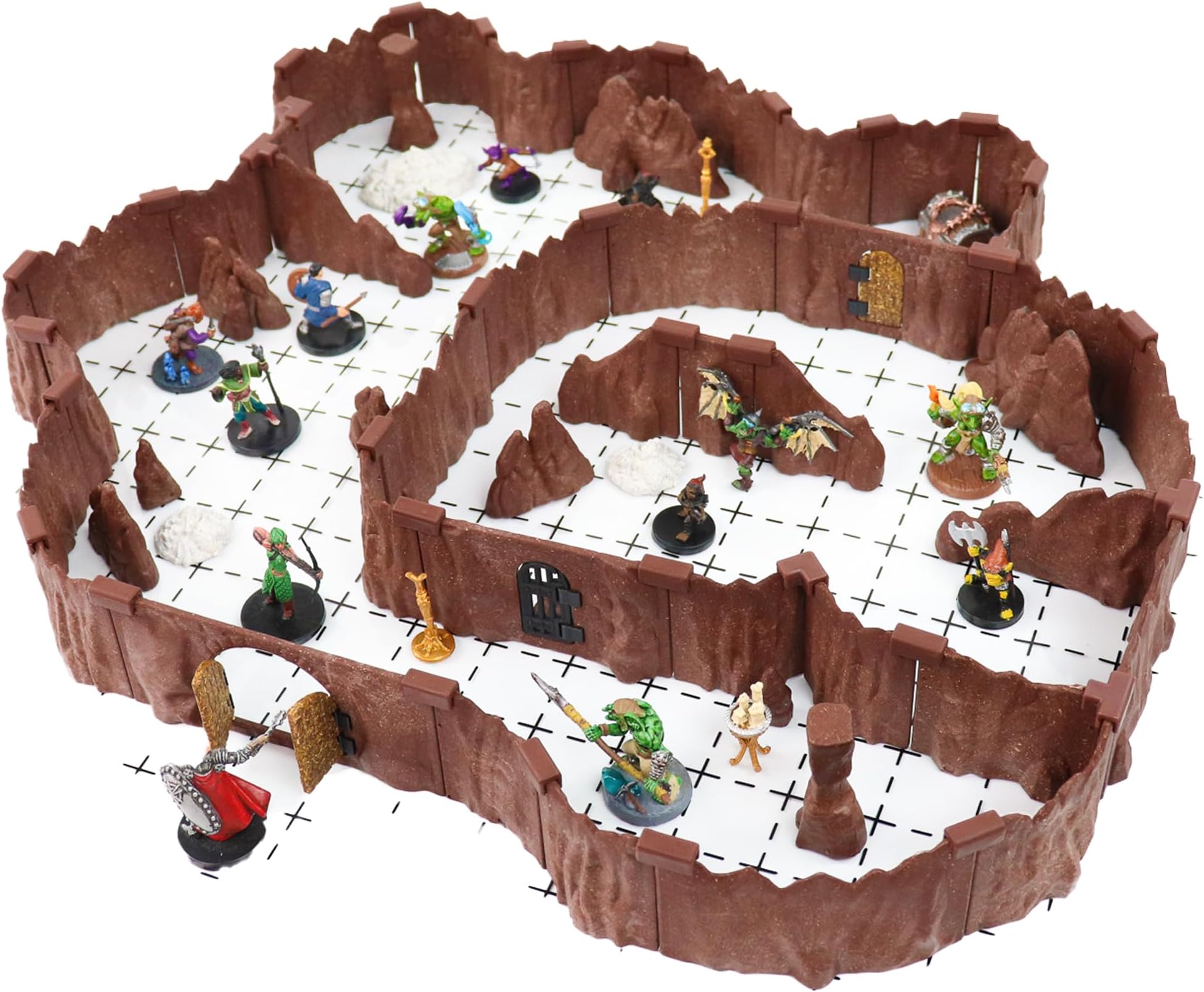 Goblin Cavern Set - Mini Dungeon Castle Cavern Terrain for RPGs, Dungeons & Dragons (DND), Pathfinder, War Gaming, and More! - by DCD (64+pcs, 1.4sqft, 8areas)