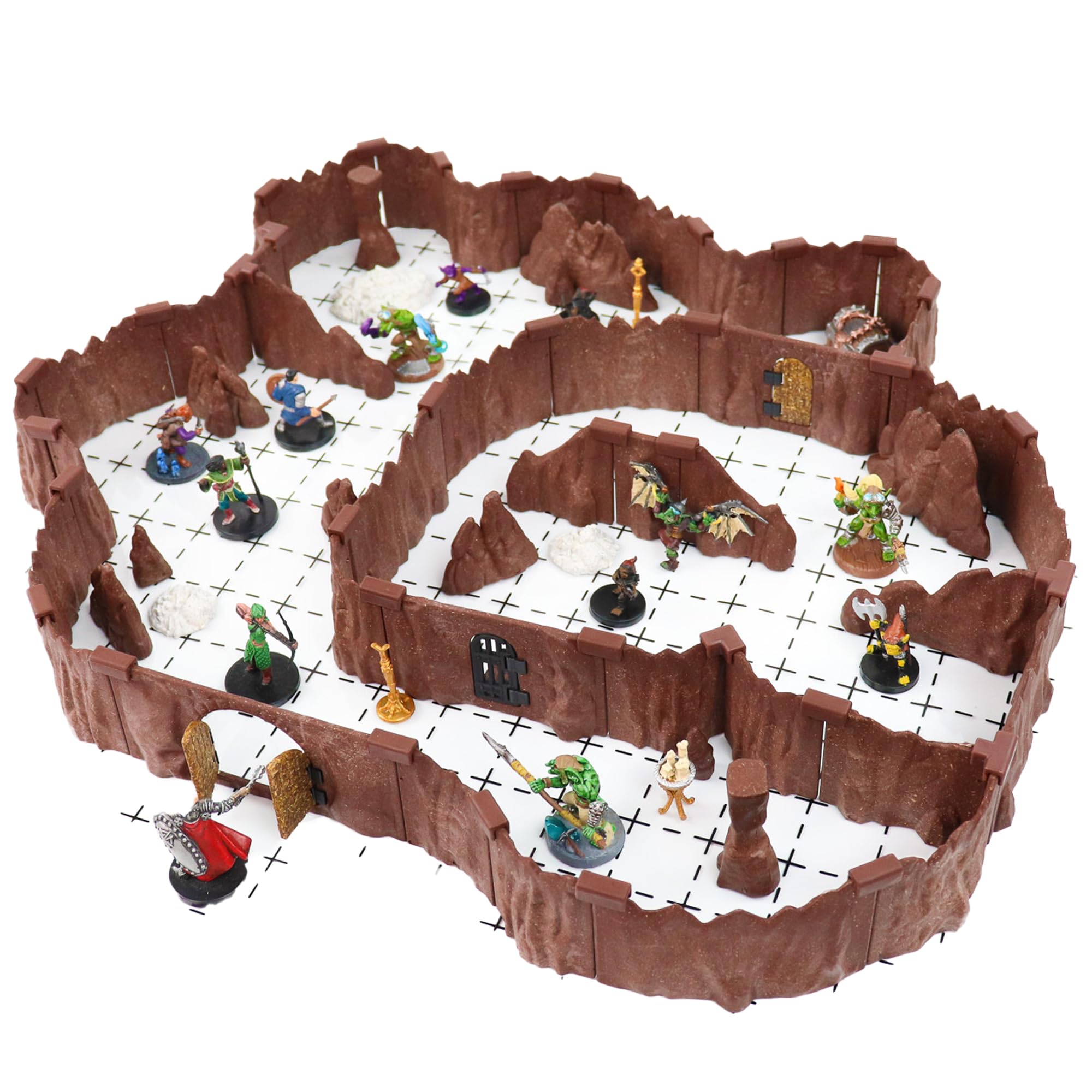 Affordable Modular TTRPG Terrain Set ∣ Injection-Molded for Superior Durability ∣ Easy Storage & Recycled Material D&D Tiles ∣ Goblin Cavern Set