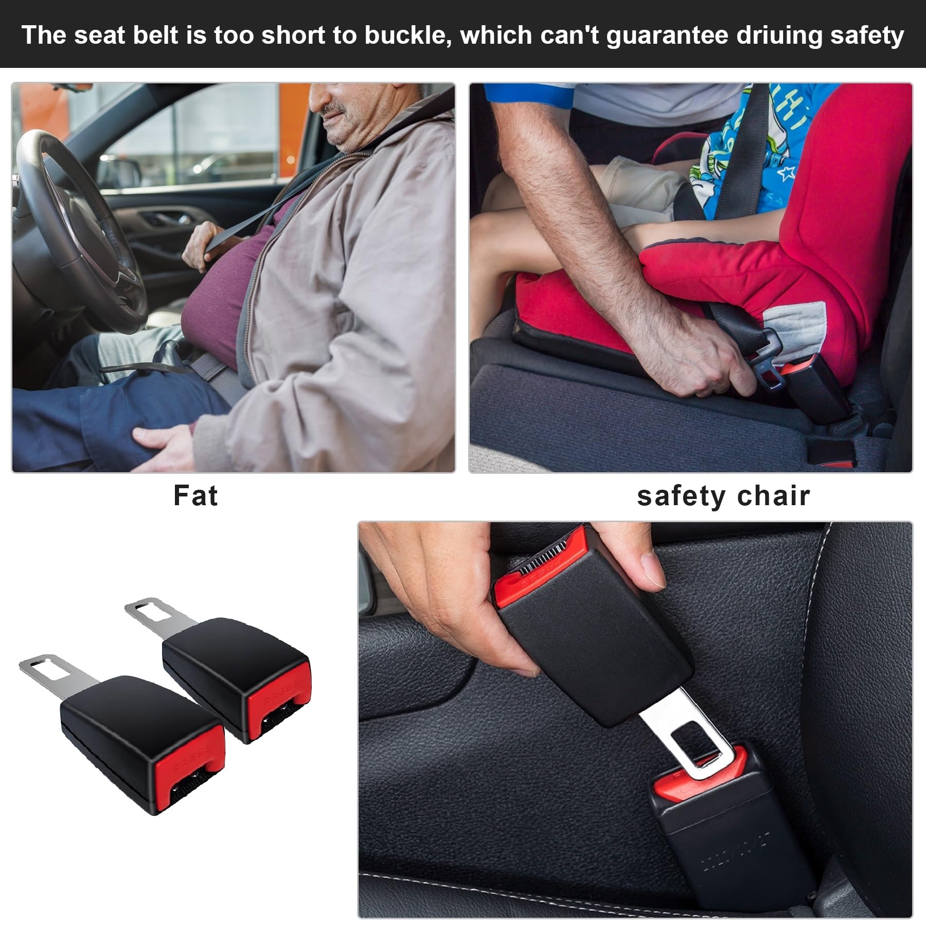 Seat Buckle Adjustable Seat Accessories 2 Pcs Red Fixing Strap,Suitable for Most Vehicles Models — view 4