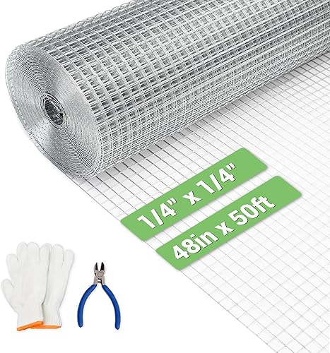 HITTITE Paño de hardware de 14 de pulgada 48 pulgadas x 50 pies, galvanizado en caliente después de soldar con autógena, rollo de malla de alambre