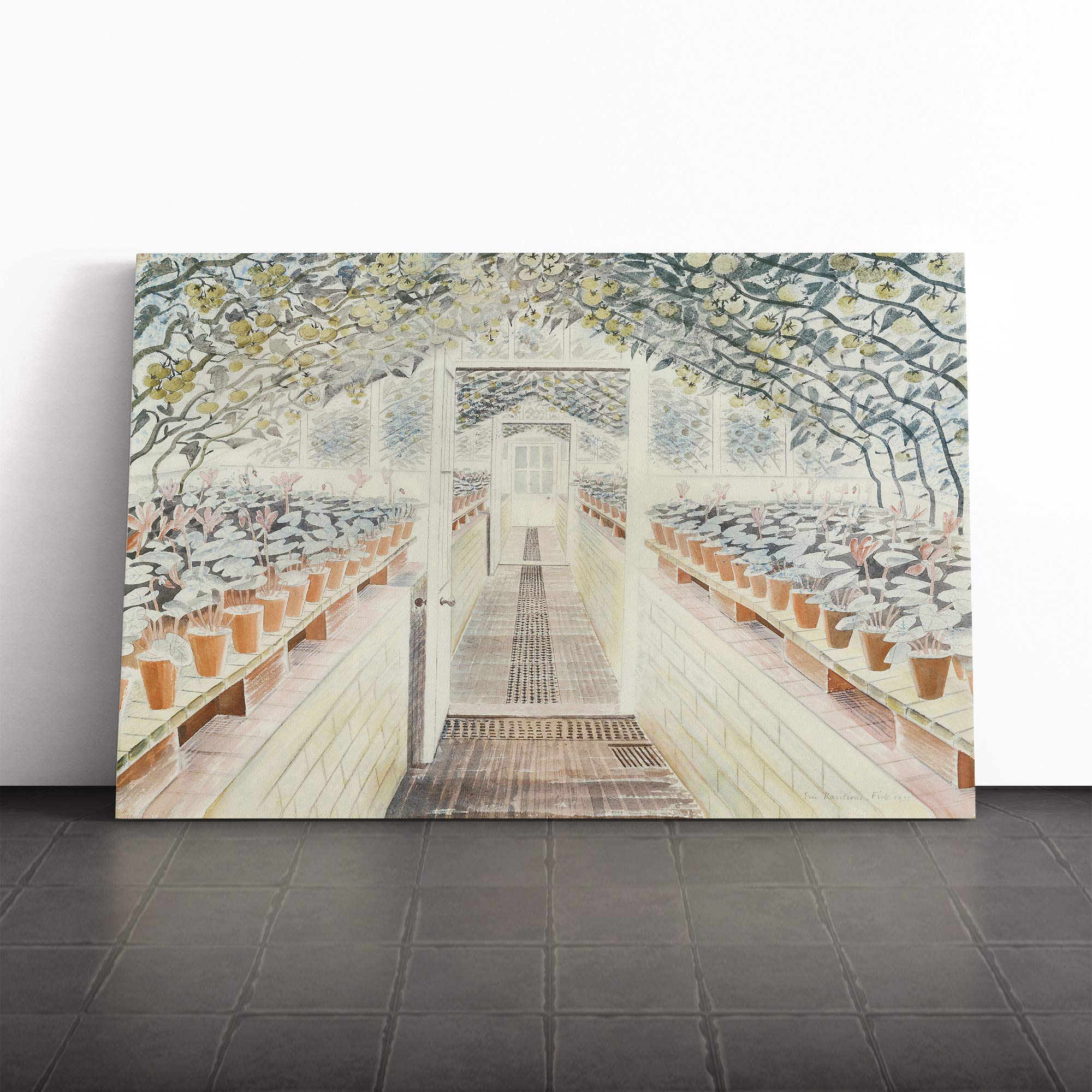 Eric Ravilious Greenhouse Canvas Print | Gallery Wrapped 30mm Frame Wall Art | 24x16 inches | Ready to Hang | Modern Picture | Living Room Bedroom Lounge Office