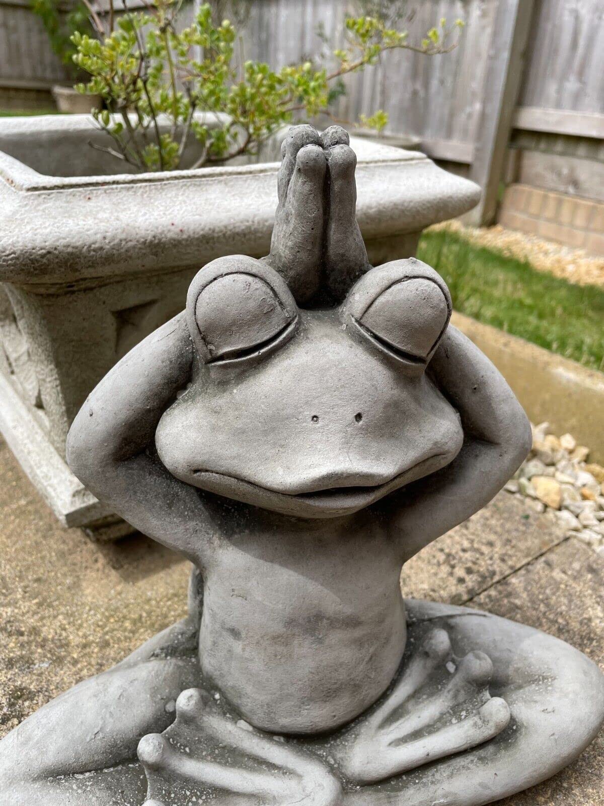 Statua da giardino in pietra di rana yoga | Decorazione per ornamenti da esterno per sculture animali