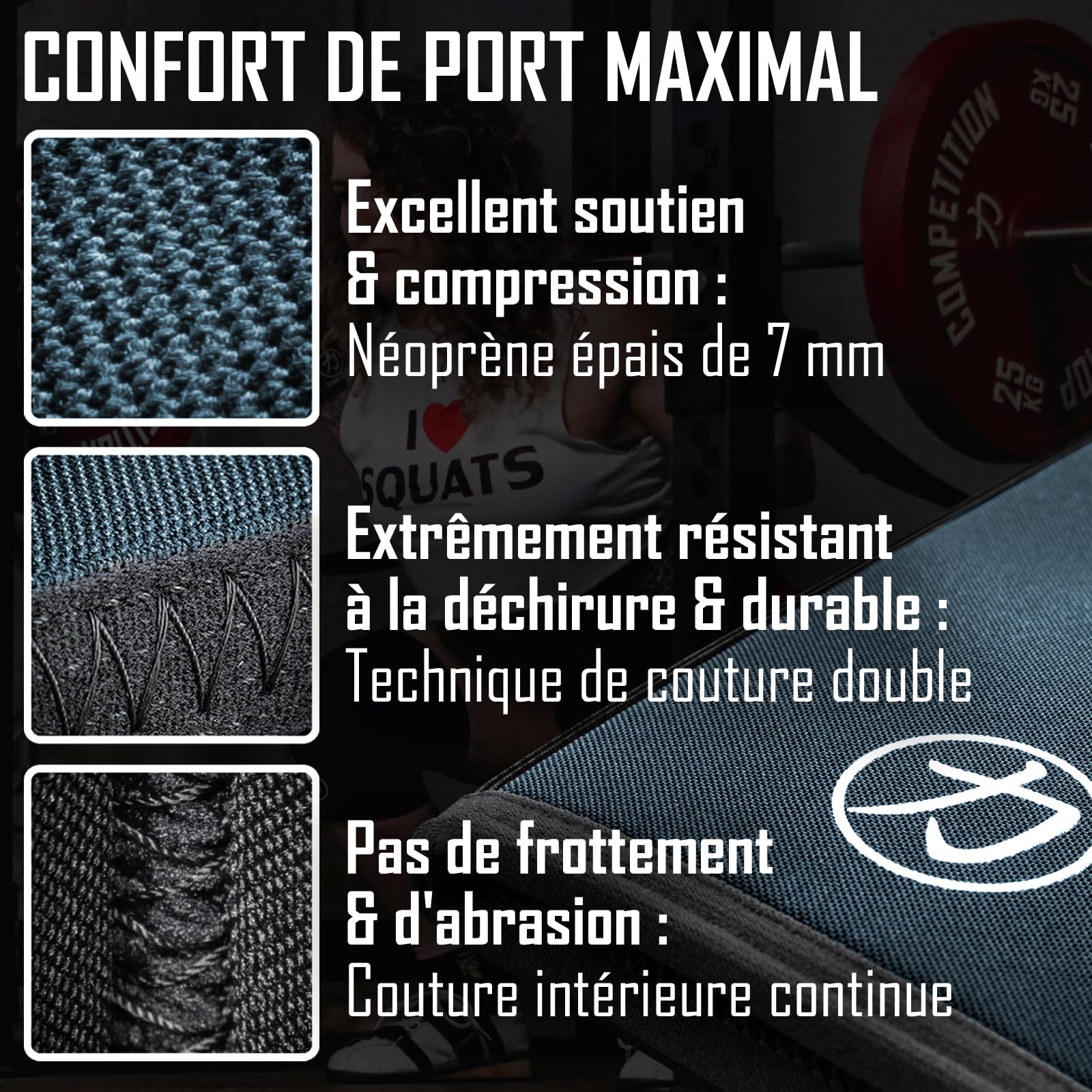 Strength Shop Genouillère Néoprène 7mm Certifiée IPF pour Powerlifting et Crossfit