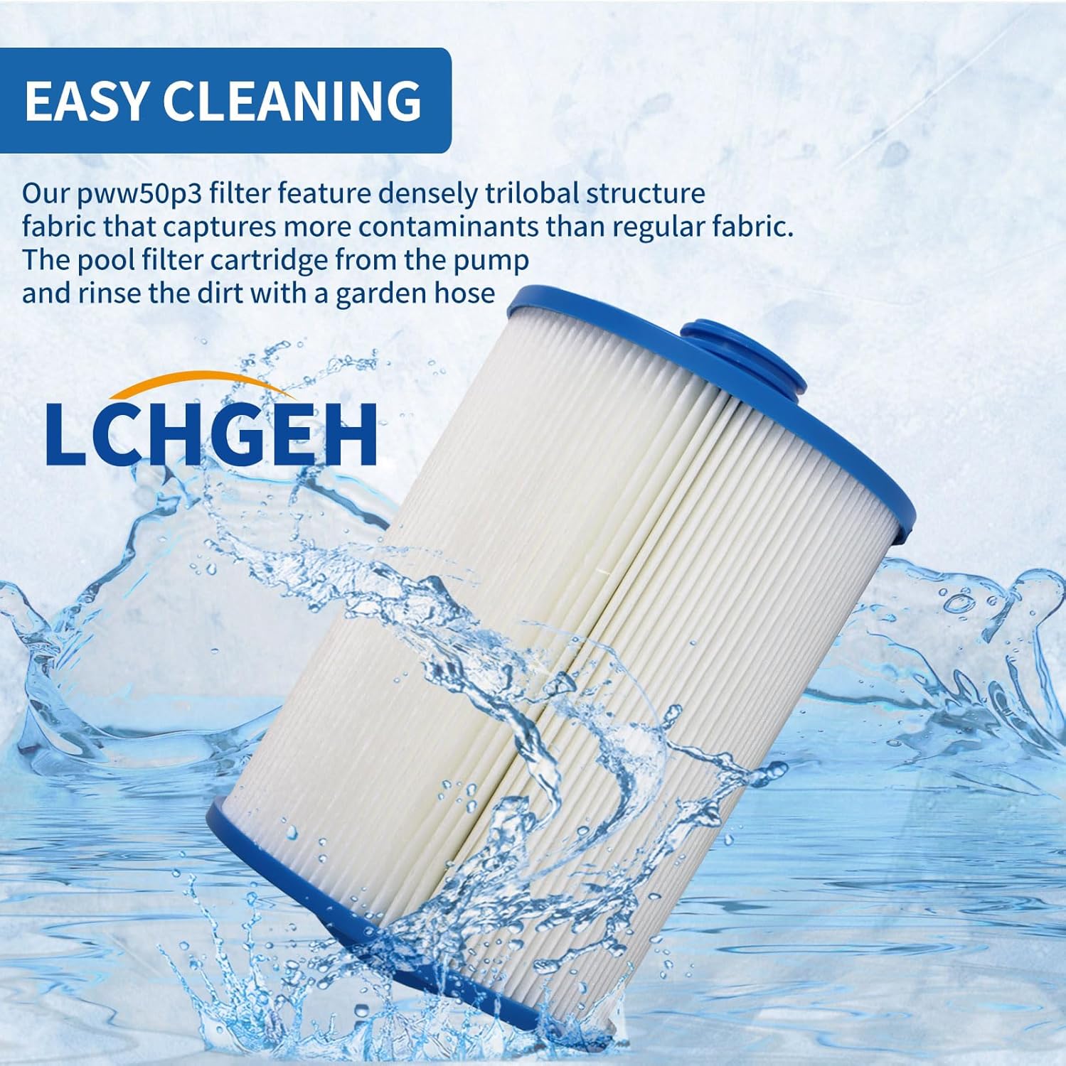 PWW50P3 Spa Filter，Replacement for Unicel 6CH-940 Filbur FC-0359,25252,03FIL1400，1 1/2" Coarse Thread，Thread Hot Tub Filter 2 Pack