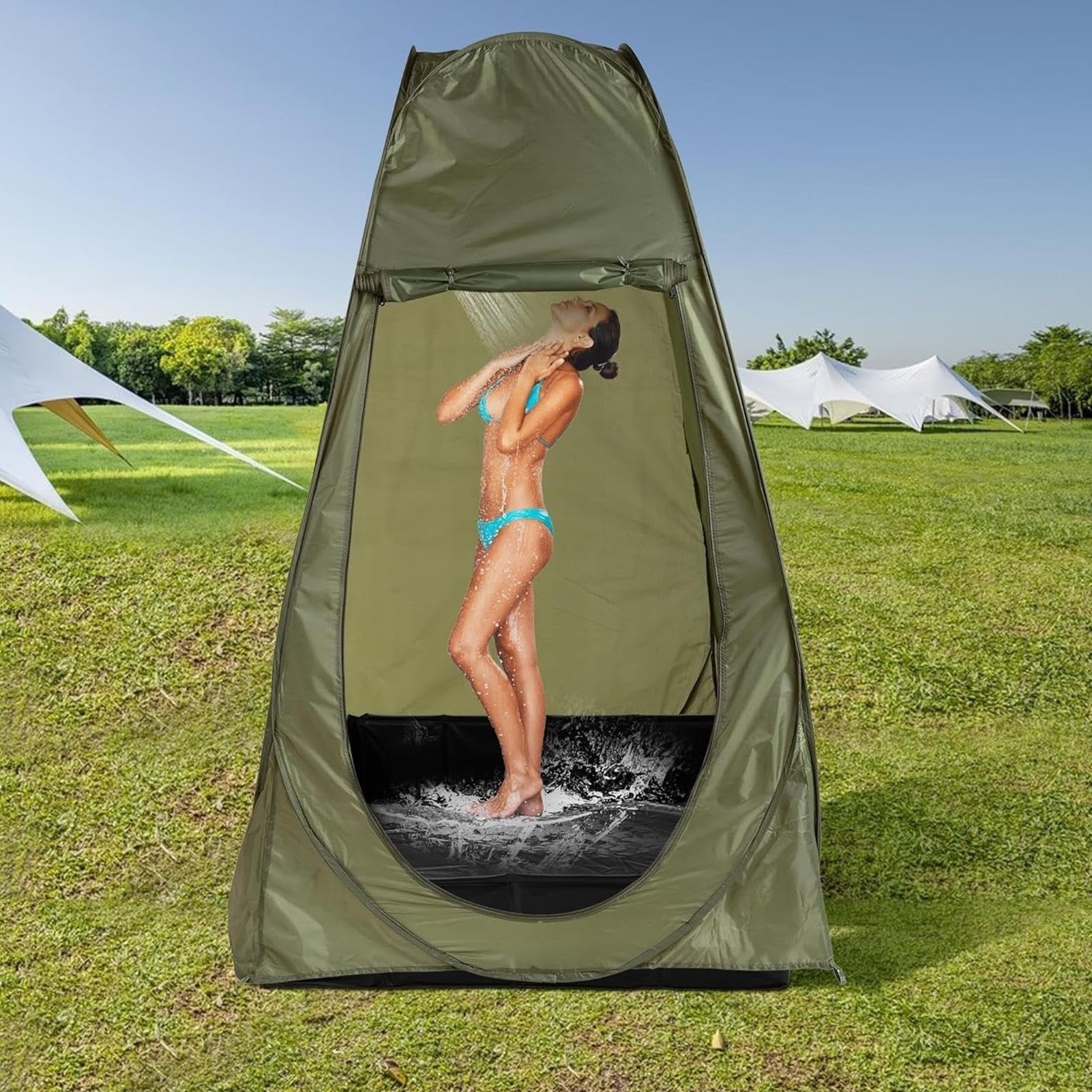 Doccia Portatile Vassoio Da Bagno Compatto 104 X 104 X 13 Cm | Vasca Doccia Esterna Con Tubo Di Scarico Per Interno Esterno Bagno Spiaggia Camper Tenda Auto Escursioni Viaggio Strada