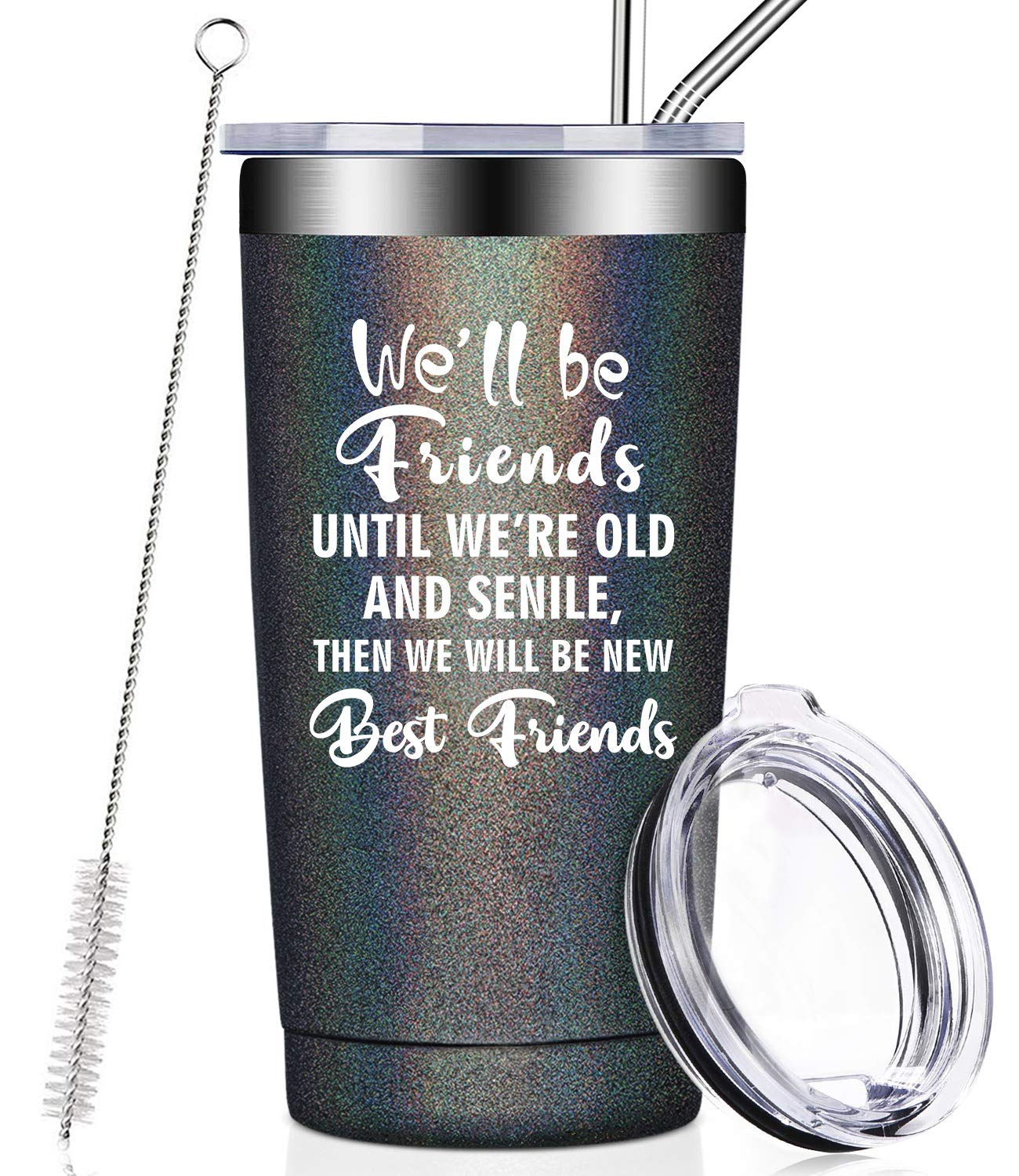 Fufandi Best Friend Birthday Gifts for Women, Men, Coworker, Roommate, BFF, Vacuum Insulated Tumbler Cup