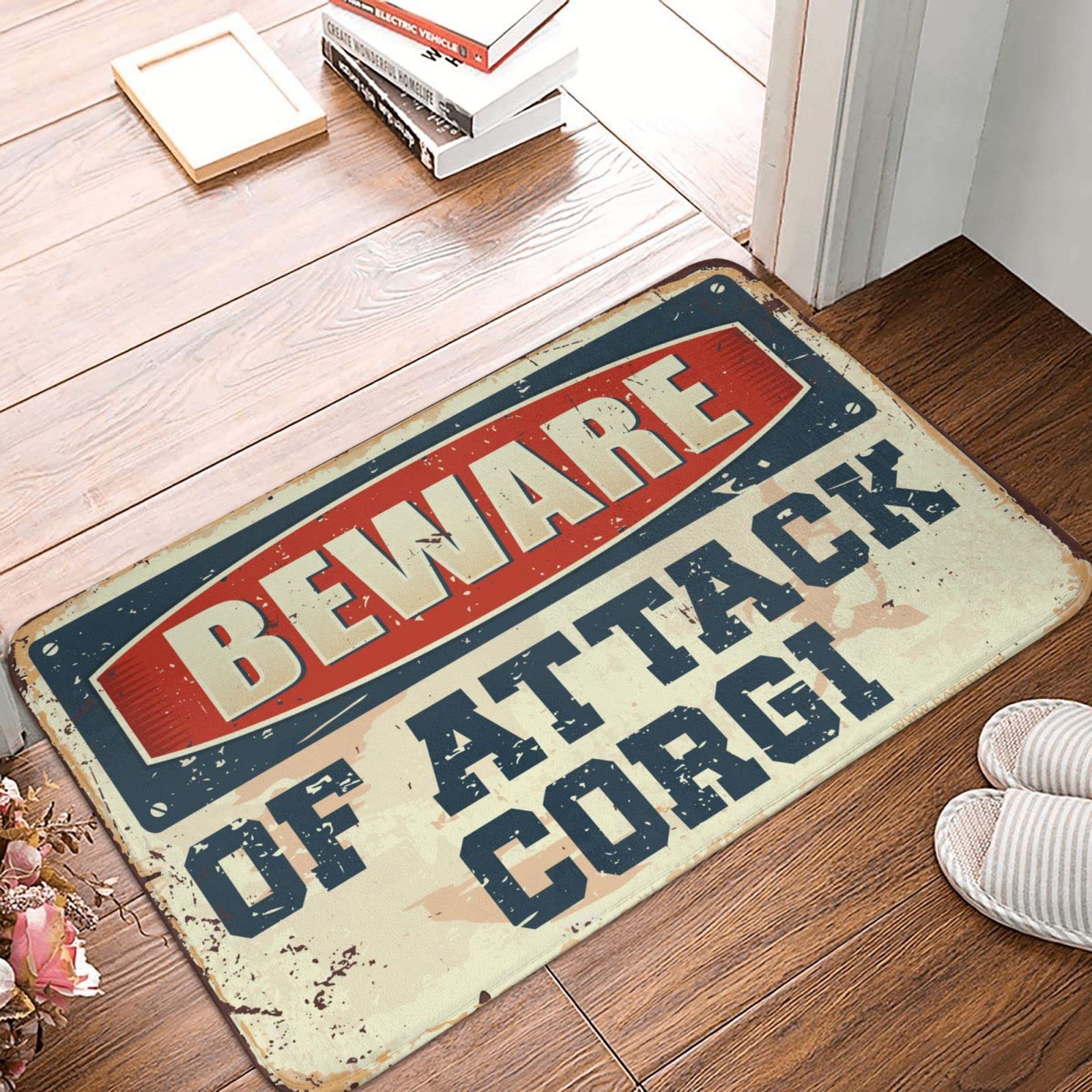 Tapete para puerta de corgi COTECI para entradas exteriores con estampado decorativo