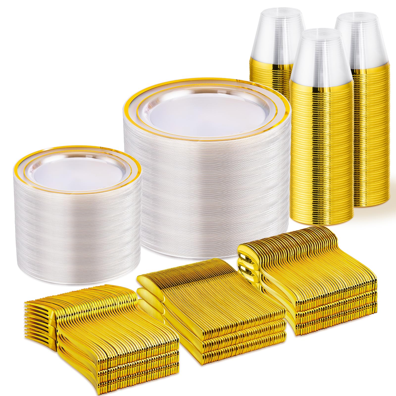 WELLIFE Silver Disposable Dinnerware Set - 600 Piece -20