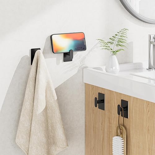 Miniatura 7 de pickpiff Ganchos Adhesivos para Toallas de Baño: Colgador de Pared Extra Fuerte de 20LB para Ducha Cocina RV Dormitorio Apartamento, Negro Paquete