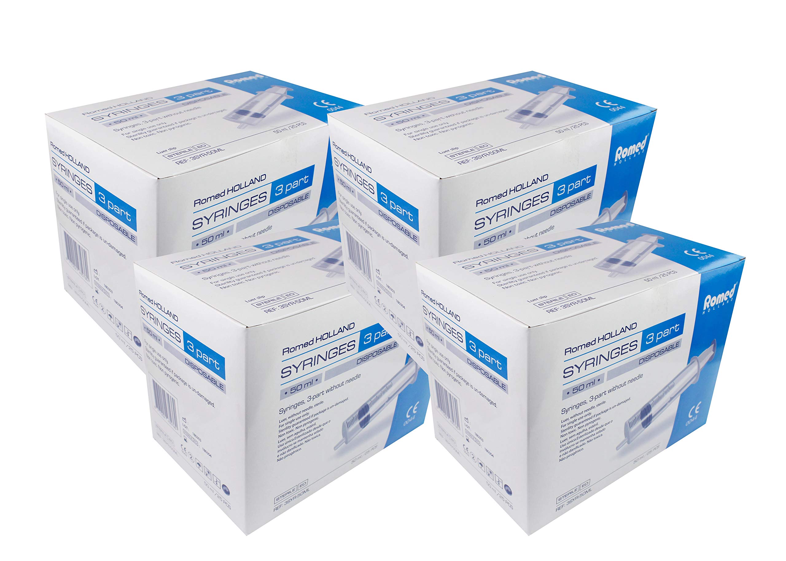 Romed Medical Einmalspritzen Einwegspritzen 3-parth (Spritze 50 ml, Menge: 100 Stück)