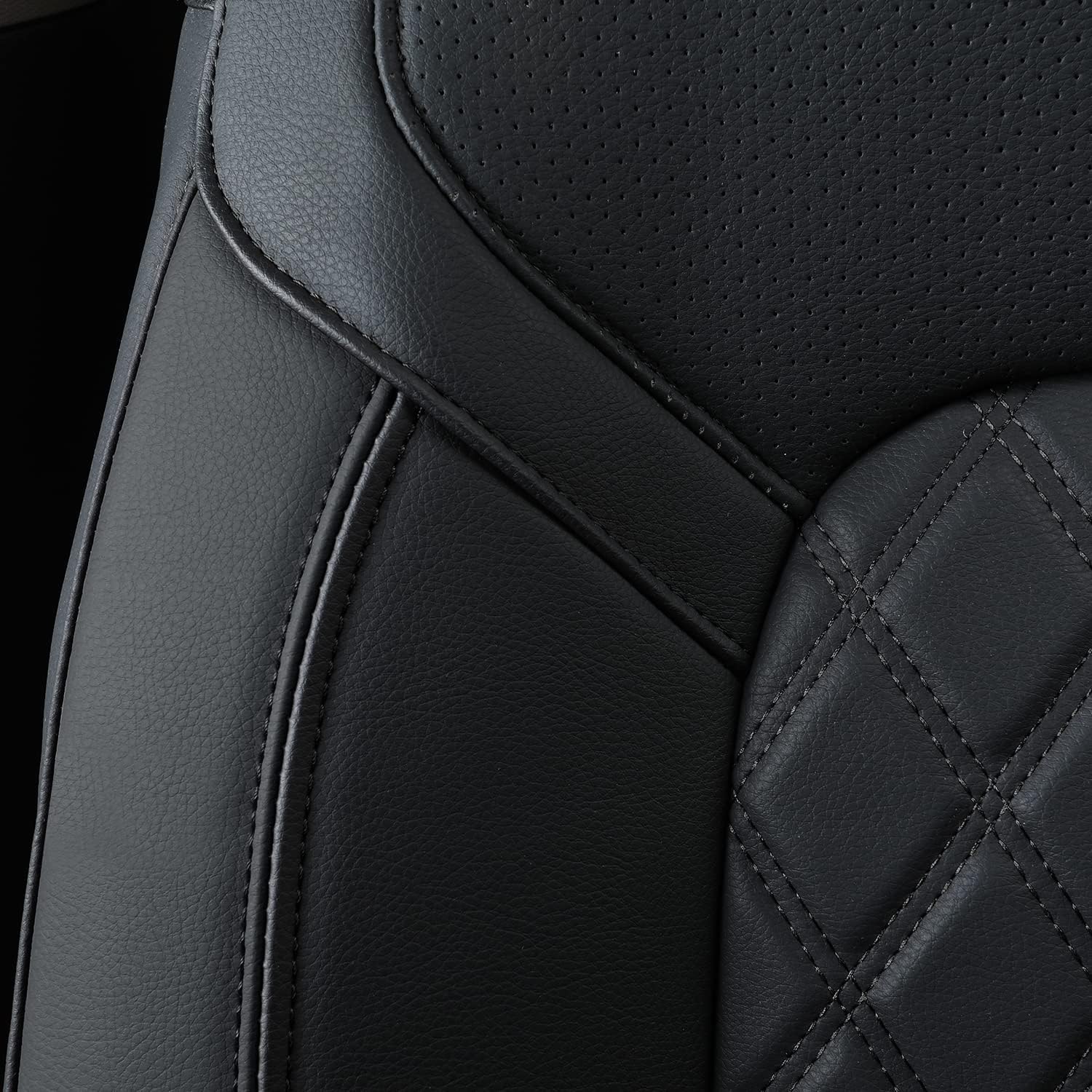 FEELiT Front Seat Covers for Ram 1500 2019 2020 2021 2022 2023 2024 2025 2026 Crew/Regular/Quad/Mega Cab Waterproof, Custom Fit Trims Bighorn Laramie Limited Longhorn TRX Car Pickup (01-Front)