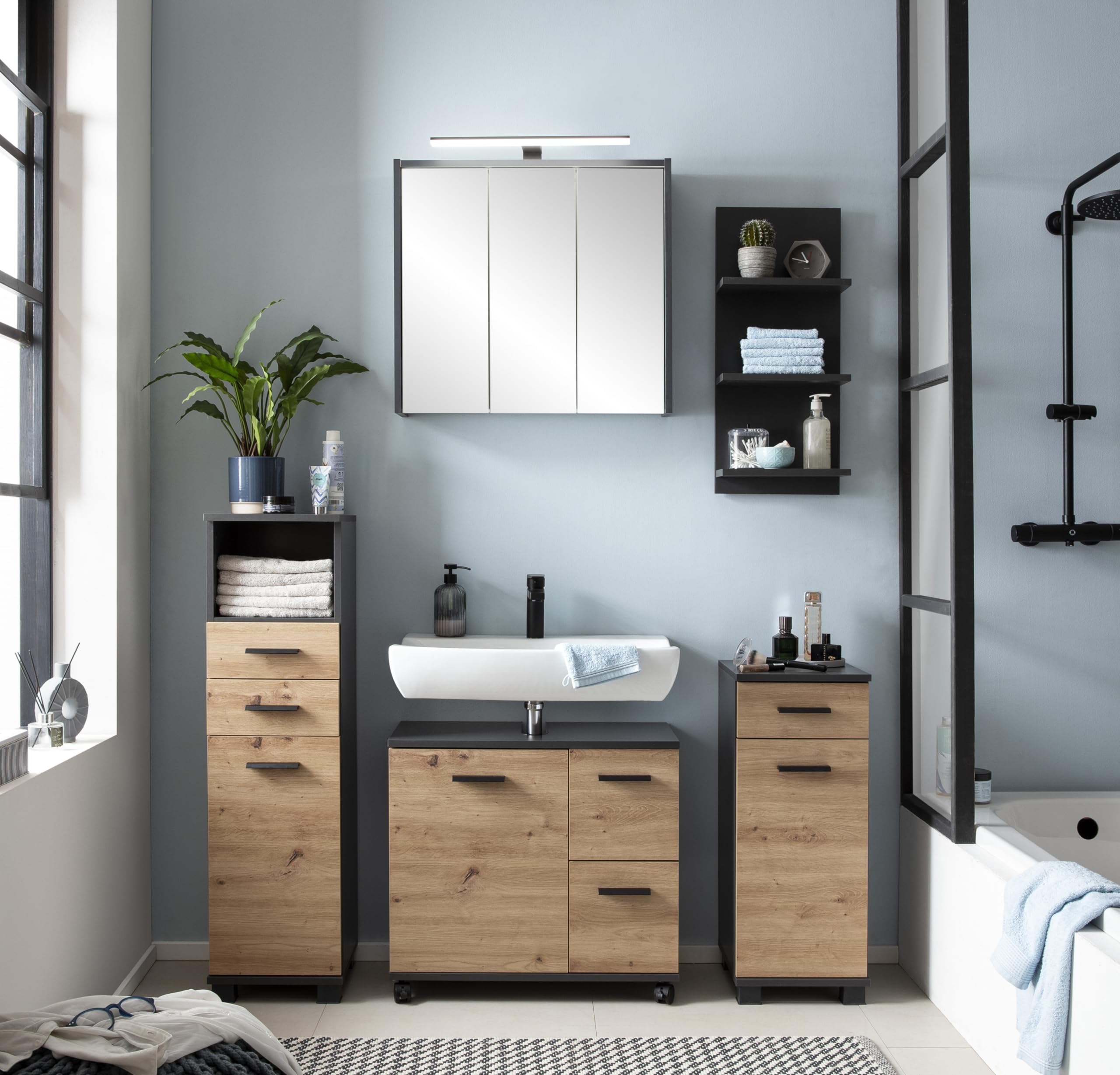 Schildmeyer Palermo Regal 157632, Anthrazit, 30,3 x 17,5 x 70,2 cm