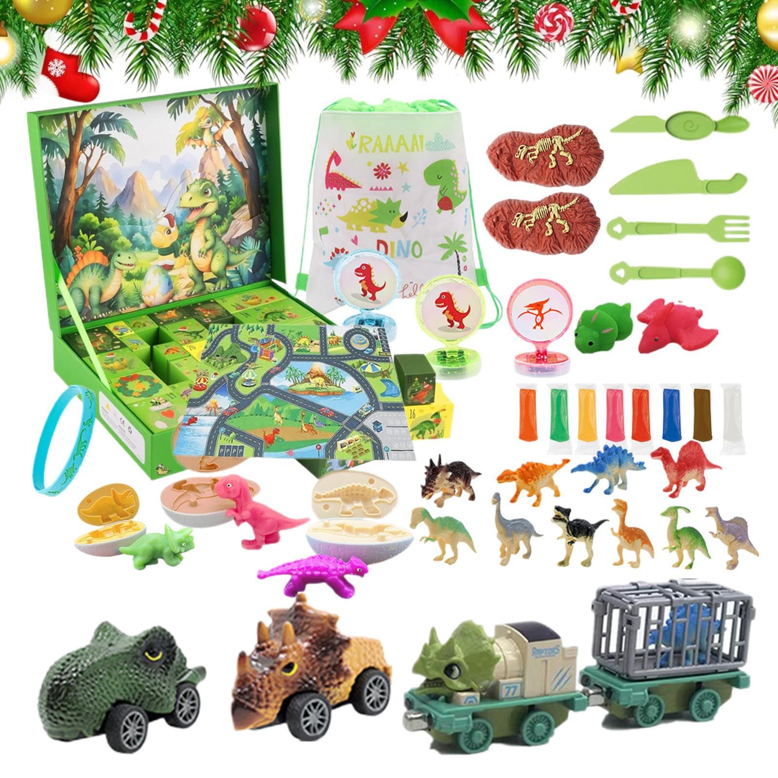 Calendario de Adviento de Navidad Dinosaurio 2025 Modelo de Coche 24 Días | Calendario de Adviento de Juguete de Coche para Niños Para Niños Y Niñas Sala De Estar Dormitorio Actividad Familiar