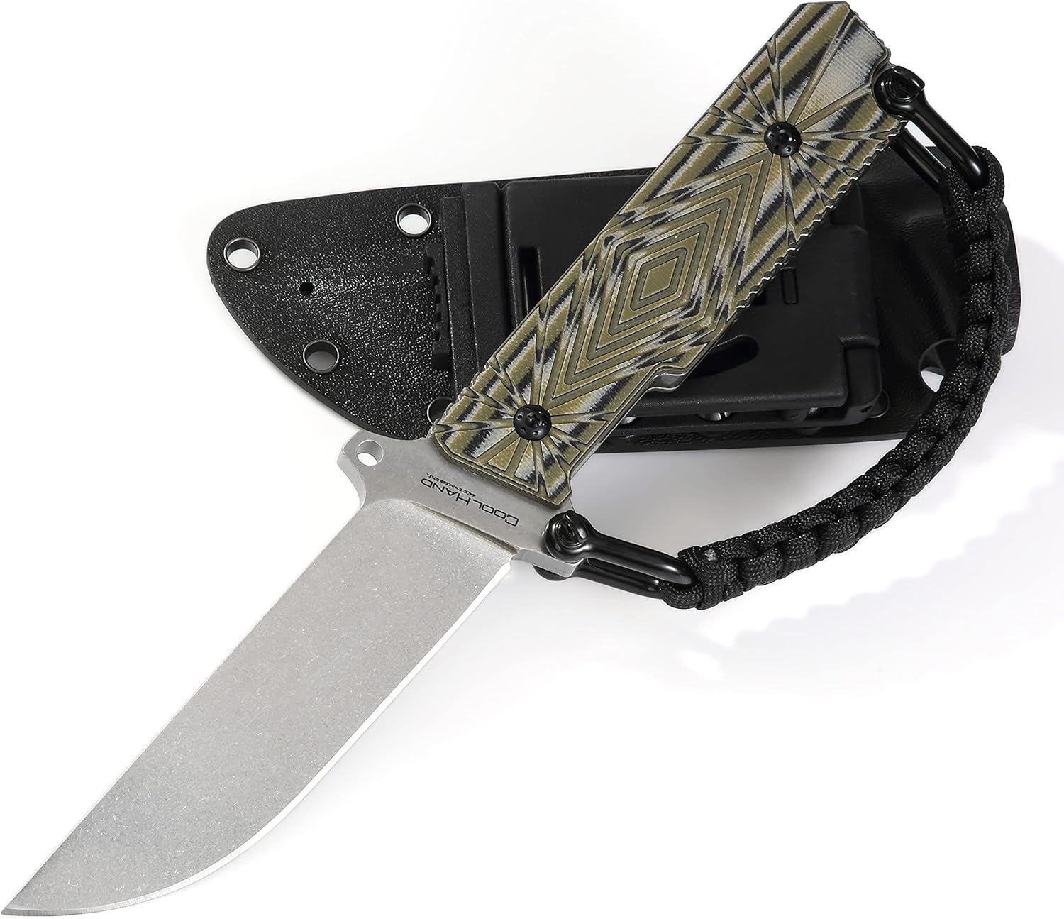 Cool Hand 3/8" Thick Beast Survival Hunting Knife - Fixed Blade with 440C Stainless Steel, Includes Kydex Sheath, Belt Clip, and Paracord Attachment