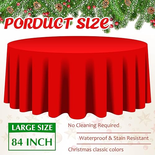 Miniatura 3 de Amylove 24 manteles de plástico navideños de 84 pulgadas, redondos, desechables, de plástico, impermeables, decorativos, para fiestas, decoración de