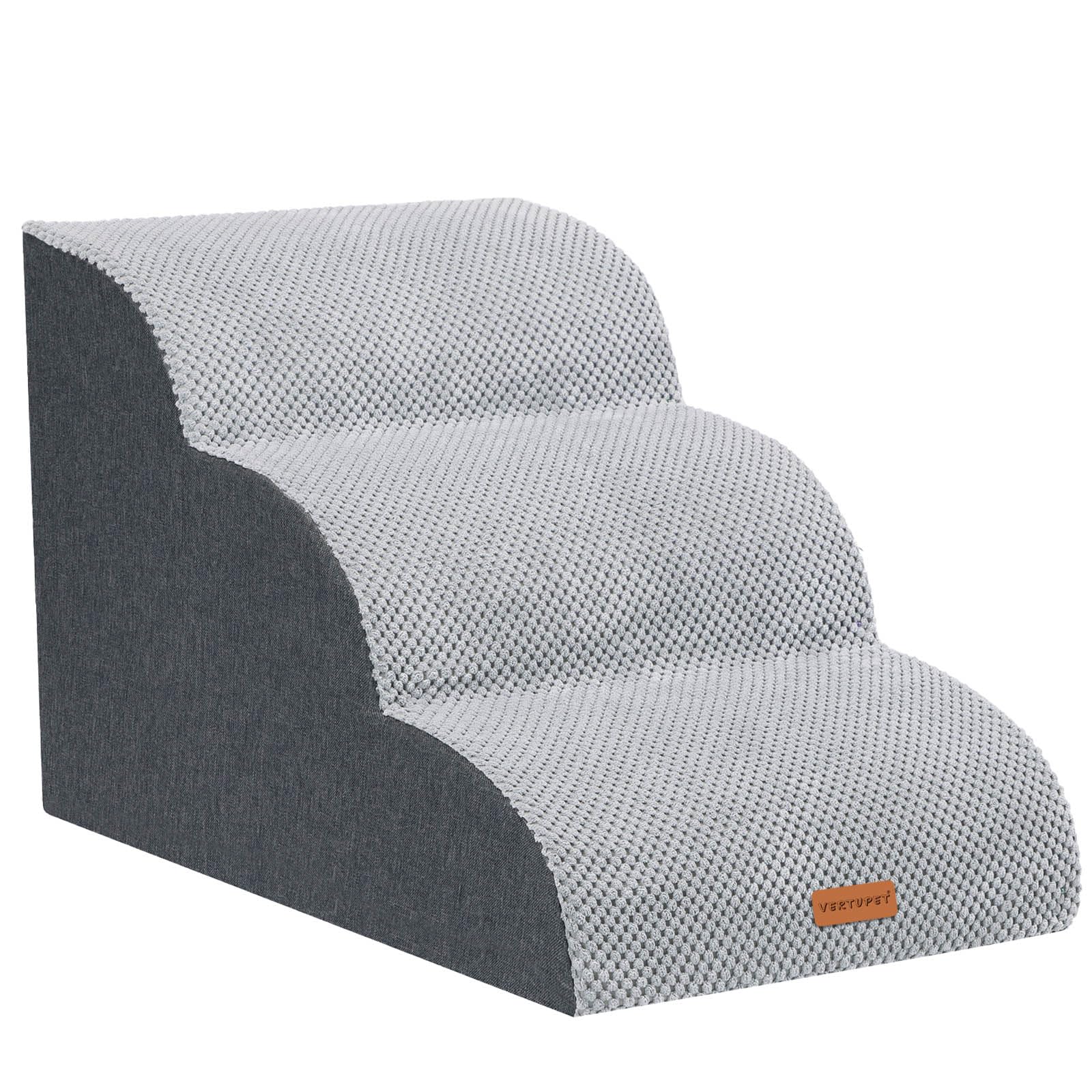 VERTUPET Escalera para Mascotas, 3 Niveles, Escalera para Perros, para Cama, sofá con Funda de Felpa, Lavable, Antideslizante, Funda extraíble, rampa para Perros (3 Niveles)