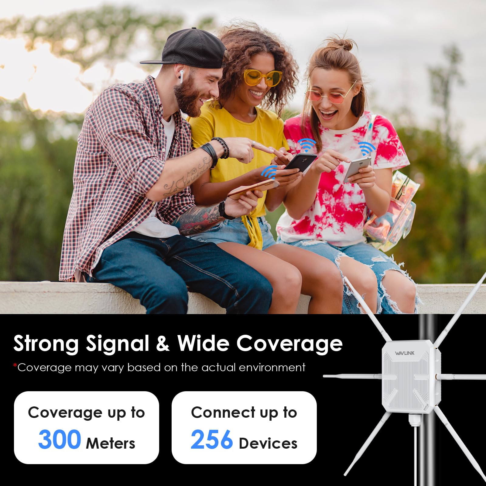 Répéteur WiFi Extérieur Wavlink AX3000 WiFi 6 Antenne 360° Longue Portée Mesh PoE IP67