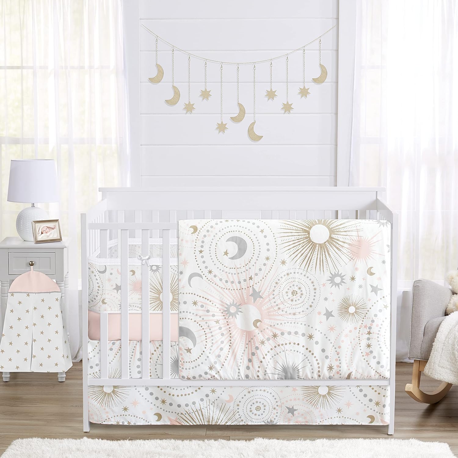 baby bedding set pink and gold crib sheet