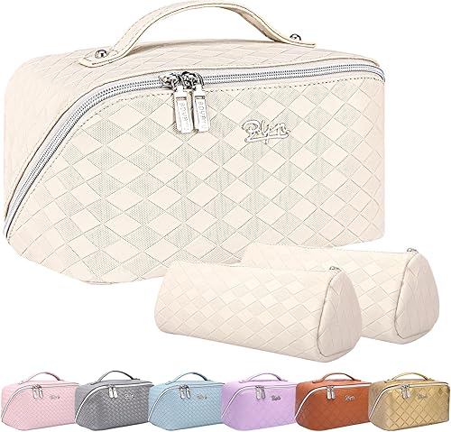 Bolsa de maquillaje organizadora de viaje para cosméticos juego de 3 bolsas de aseo de gran capacidad para mujeres, bolsa de maquillaje portátil con